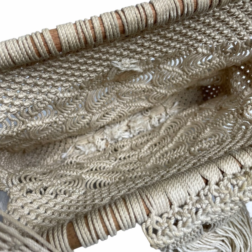 Handmade Macrame Boho Crossbody Purse Neutral Woven Bag Festival Beach Style - Picture 3 of 12